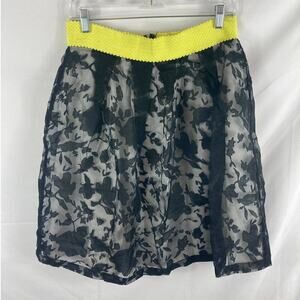C. Luce Floral Tulle Overlay Skirt with Yellow waist band L